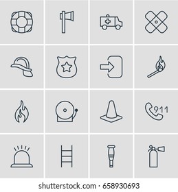 Vector Illustration Of 16 Necessity Icons. Editable Pack Of Adhesive, Hardhat, Door And Other Elements.