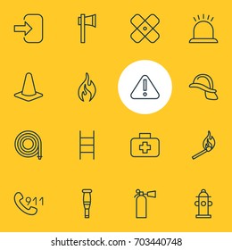 Vector Illustration Of 16 Necessity Icons. Editable Pack Of Exclamation, Medical Case, Water And Other Elements.