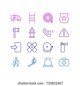 Vector Illustration Of 16 Necessity Icons. Editable Pack Of Door, Badge, First-Aid And Other Elements.