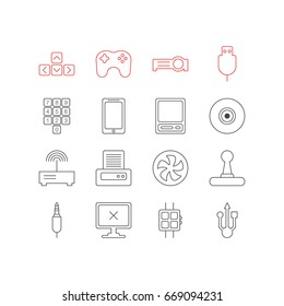 Vector Illustration Of 16 Notebook Icons. Editable Pack Of Pda, Cooler, Game Controller And Other Elements.