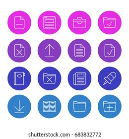 Vector Illustration Of 16 Office Icons. Editable Pack Of Journal, Book, Add And Other Elements.