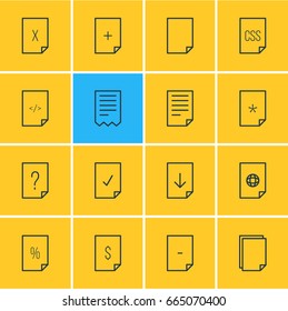 Vector Illustration Of 16 Paper Icons. Editable Pack Of Question, Remove, Done And Other Elements.