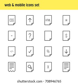 Vector Illustration Of 16 Paper Icons. Editable Pack Of Percent, Style, Remove And Other Elements.