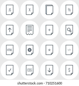 Vector Illustration Of 16 Paper Icons. Editable Pack Of Remove, Dollar, Basic And Other Elements.