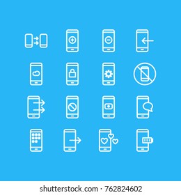 Vector Illustration Of 16 Phone Outline Icons. Editable Set Of Ban, Gadget, No Phone And Other Elements.