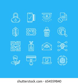 Vector Illustration Of 16 Privacy Icons. Editable Pack Of Safe Storage, Easy Payment, Copyright And Other Elements.