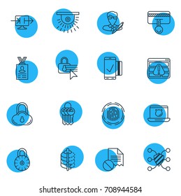 Vector Illustration Of 16 Privacy Icons. Editable Pack Of Account Data, Easy Payment, Safeguard And Other Elements.