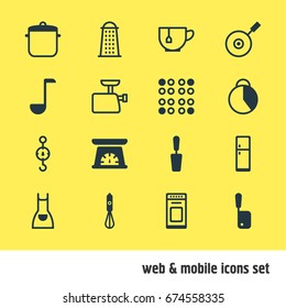 Vector Illustration Of 16 Restaurant Icons. Editable Pack Of Timekeeper, Spatula, Mug And Other Elements.