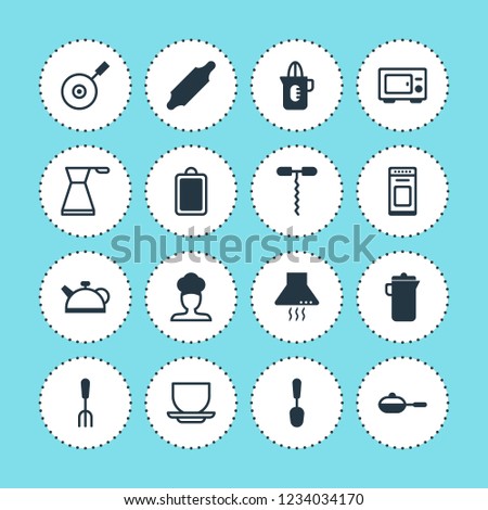 Vector illustration of 16 restaurant icons. Editable set of mug, carafe, teapot and other icon elements.