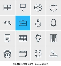 Vector Illustration Of 16 Science Icons. Editable Pack Of Clock, Jingle, Car And Other Elements.