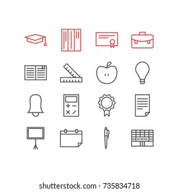 Vector Illustration Of 16 Science Icons. Editable Pack Of Calculate, Pencil, Write Table And Other Elements.