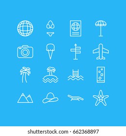 Vector Illustration Of 16 Season Icons. Editable Pack Of Hill, Earth, Cap And Other Elements.