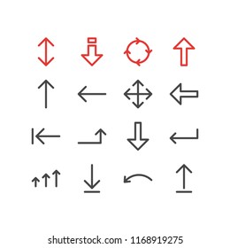 Vector illustration of 16 sign icons line style. Editable set of progress, enter, pointing and other icon elements.