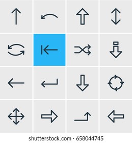 Vector Illustration Of 16 Sign Icons. Editable Pack Of Download, Undo, Widen And Other Elements.