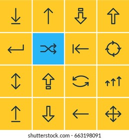 Vector Illustration Of 16 Sign Icons. Editable Pack Of Download, Submit, Down And Other Elements.
