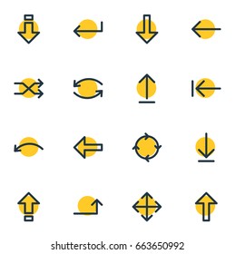 Vector Illustration Of 16 Sign Icons. Editable Pack Of Loading, Down, Left And Other Elements.