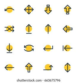 Vector Illustration Of 16 Sign Icons. Editable Pack Of Raise, Loading, Shrift And Other Elements.