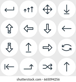 Vector Illustration Of 16 Sign Icons. Editable Pack Of Direction, Loading, Update And Other Elements.