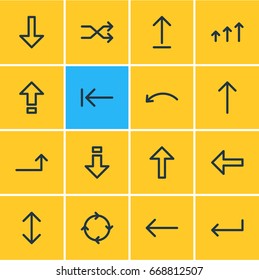 Vector Illustration Of 16 Sign Icons. Editable Pack Of Submit, Up, Circle And Other Elements.