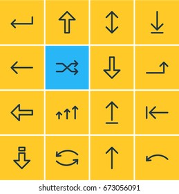 Vector Illustration Of 16 Sign Icons. Editable Pack Of Up, Increase, Direction And Other Elements.