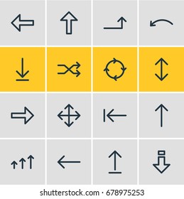 Vector Illustration Of 16 Sign Icons. Editable Pack Of Exchange, Right, Increase And Other Elements.