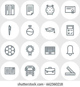 Vector Illustration Of 16 Studies Icons. Editable Pack Of Portfolio, Football, Jingle And Other Elements.
