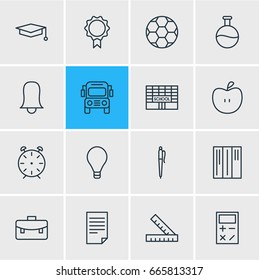 Vector Illustration Of 16 Studies Icons. Editable Pack Of School, Car, Football And Other Elements.