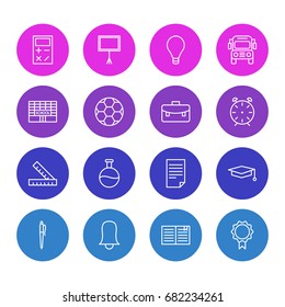Vector Illustration Of 16 Studies Icons. Editable Pack Of Write Table, School, Portfolio And Other Elements.