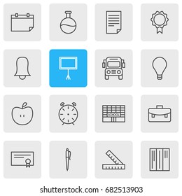Vector Illustration Of 16 Studies Icons. Editable Pack Of Tube, Meter, Trophy And Other Elements.