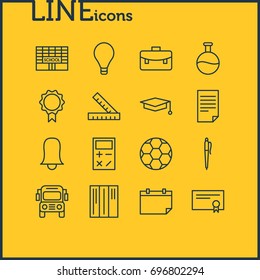 Vector Illustration Of 16 Studies Icons. Editable Pack Of Date, Portfolio, Jingle And Other Elements.
