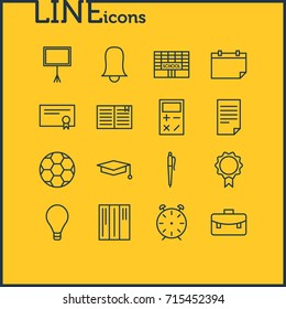 Vector Illustration Of 16 Studies Icons. Editable Pack Of Calculate, Date, Football And Other Elements.