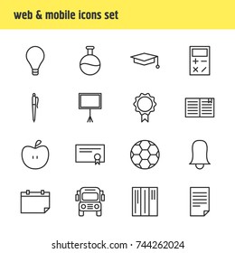 Vector Illustration Of 16 Studies Icons. Editable Pack Of Pencil, Jingle, Diploma And Other Elements.