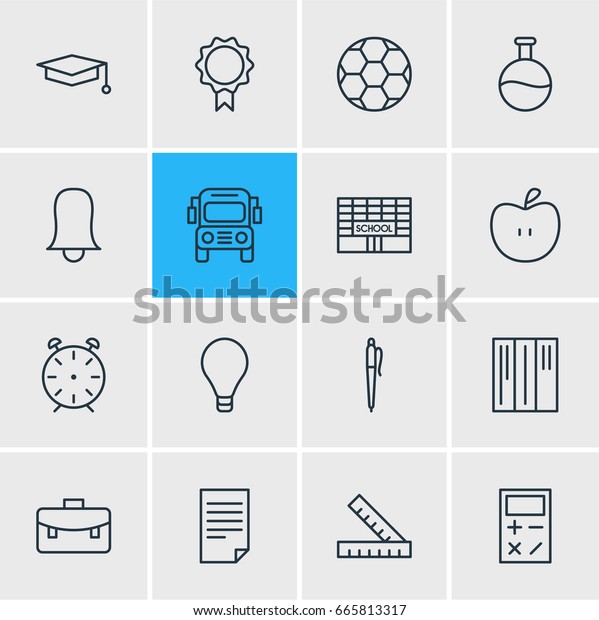 Vector Illustration Of 16
Studies Icons. Editable Pack Of School, Car, Football And Other
Elements.
