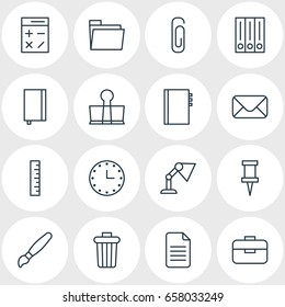 Vector Illustration Of 16 Tools Icons. Editable Pack Of Archive, Illuminator, Watch And Other Elements.
