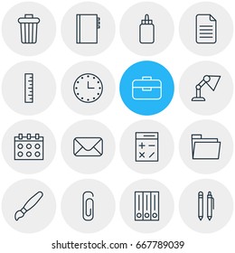 Vector Illustration Of 16 Tools Icons. Editable Pack Of Adhesive, Archive, Calculate And Other Elements.