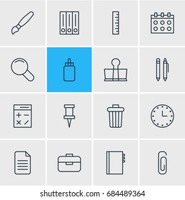 Vector Illustration Of 16 Tools Icons. Editable Pack Of Pencil, Paint, Archive And Other Elements.