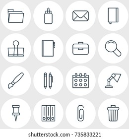Vector Illustration Of 16 Tools Icons. Editable Pack Of Zoom, Adhesive, Date And Other Elements.