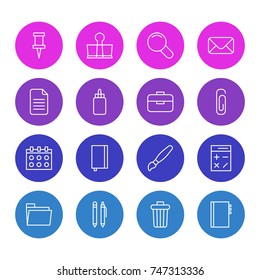 Vector Illustration Of 16 Tools Icons. Editable Pack Of Copybook, Date, Zoom And Other Elements.