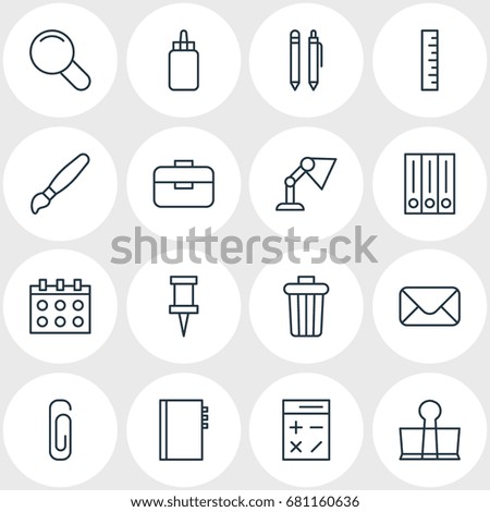 Vector Illustration Of 16 Tools Icons. Editable Pack Of Paint, Date, Pencil And Other Elements.