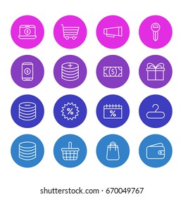 Vector Illustration Of 16 Trading Icons. Editable Pack Of Pocketbook, Trading, Box And Other Elements.