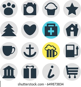 Vector Illustration Of 16 Travel Icons. Editable Pack Of Bookmark, University, Home And Other Elements.