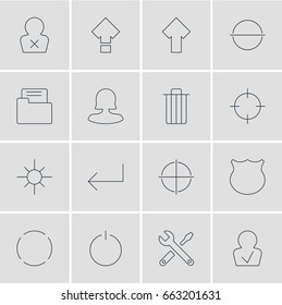Vector Illustration Of 16 UI Icons. Editable Pack Of Remove, Banned Member, Repeat And Other Elements.