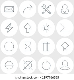 Vector illustration of 16 user icons line style. Editable set of trash, minus, repair and other icon elements.