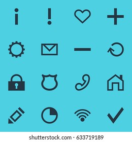 Vector Illustration Of 16 User Icons. Editable Pack Of Plus, Conservation, Info And Other Elements.