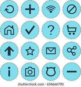 Vector Illustration Of 16 User Icons. Editable Pack Of Renovate, Plus, and Other Elements.