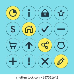 Vector Illustration Of 16 User Icons. Editable Pack Of Asterisk, Info, Mainpage And Other Elements.