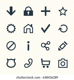 Vector Illustration Of 16 User Icons. Editable Pack Of Plus, Conservation, Info And Other Elements.