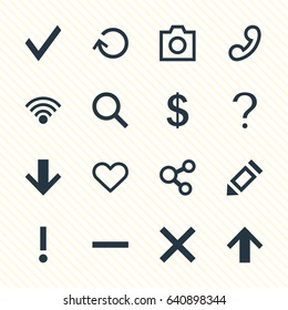 Vector Illustration Of 16 User Icons. Editable Pack Of Handset, Pen , Alert Elements.
