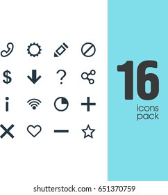 Vector Illustration Of 16 User Icons. Editable Pack Of Plus, Money Making, Info And Other Elements.