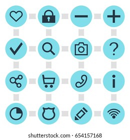 Vector Illustration Of 16 User Icons. Editable Pack Of Handset, Conservation, Wheelbarrow Elements.